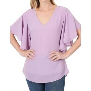 NEW VANILLA MONKEY woven double layer chiffon top in lavender